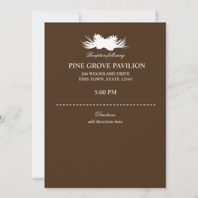 Convites Pine Cone Brown Information Card (Frente)