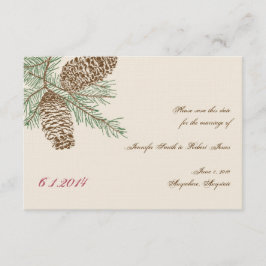 Convites Pine Cone Nature em Creme Casamento Save the Date