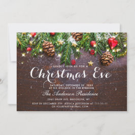 Convites Pine Cones Branch Rustic Holiday Véspera de Natal