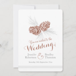 Convites Pine cones de arte casamento no inverno marrom