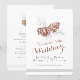 Convites Pine cones de arte casamento no inverno marrom
