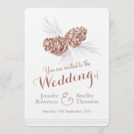 Convites Pine cones de arte casamento no inverno marrom