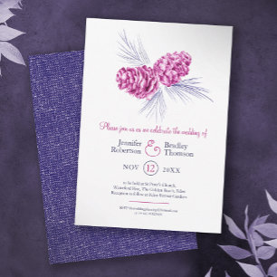 Convites Pine cones desenhando casamento no inverno azul de