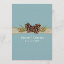 Pine Cones e Burlap Blue Weding