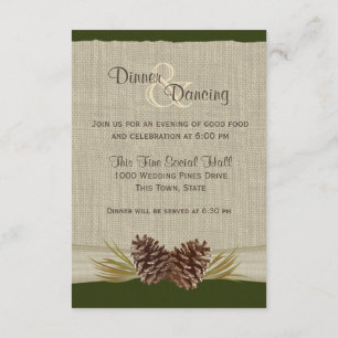 Convites Pine Cones e Burlap Green Reception