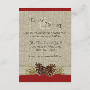 Convites Pine Cones e Burlap Red Reception
