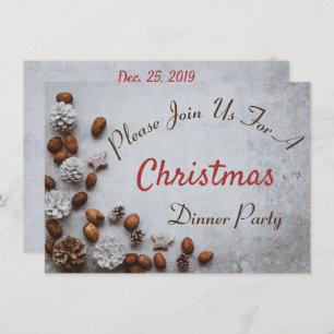 Convites Pine Cones e Nozes no Natal da Neve