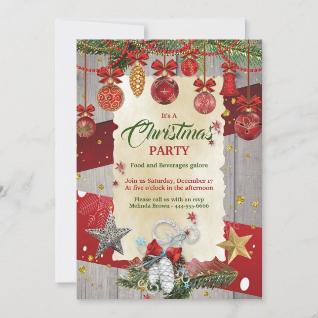 Convites Pine Cones Moderno e Ornamento de Árvores (Frente)