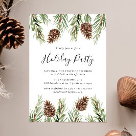 Convites Pine de Natal em Aquarela de Inverno Festa de Fim 