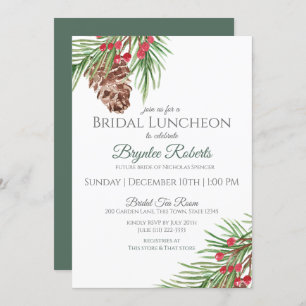 Convites Pine e Berries Winter Bridal Luncheon