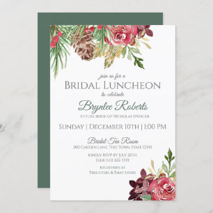 Convites Pine e Berries Winter Floral Bridal Lunchee