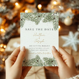 Convites Pine e Dourado casamento de folhagem de Natal salv
