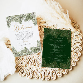 Convites Pine e Dourado Programa de Casamento de Folhagem d