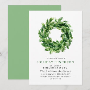 Convites Pine Festivo Wreth NATAL HOLIDAY LUNCHEON