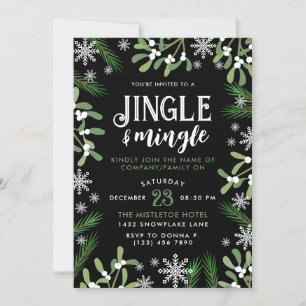 Convites Pine Snowflakes Jingle e Mingle Festa de Natal