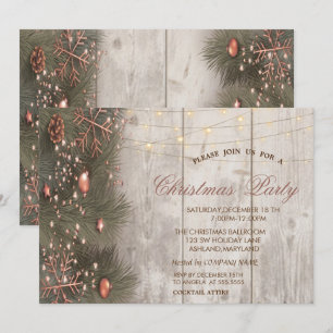 Convites Pine Tree Branches Ornaments Wood Christmas Party