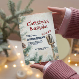 Convites Pine Tree e Microfone Natal do Partido Karaoke