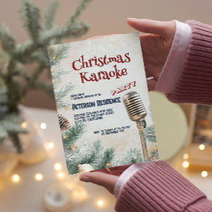 Convites Pine Tree e Microfone Natal do Partido Karaoke