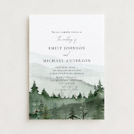 Convites Pine Tree, Foggy Mountains Rustic Wedding