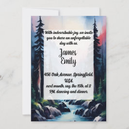 Convites Pine Tree Forest Rustic Watercolor Pensou Casament