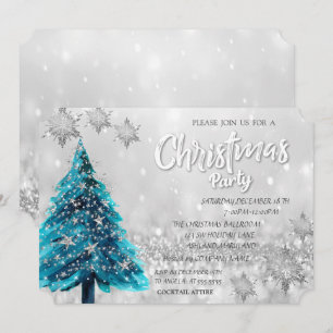 Convites Pine Tree Stars Bokeh - Festa Corporativa de Natal
