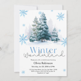 Convites Pine Winter Wonderland Snowflakes Bridal Shower 