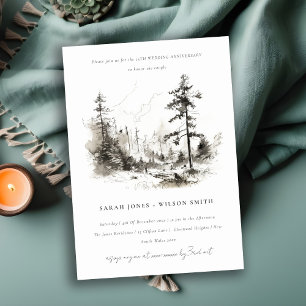 Convites Pine Woods Landscape Sketch Casamento Aniversário
