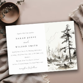 Convites Pine Woods Mountain Landscape Casamento