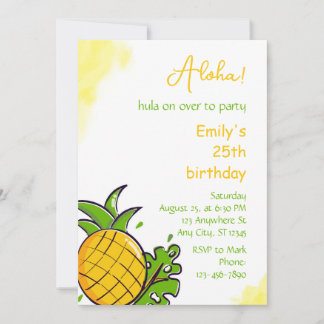 Convites Pineapple birthday party invitation template
