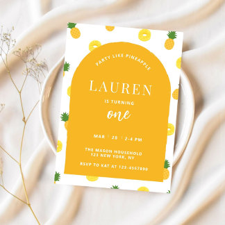 Convites Pineapple Birthday Summer Luau Classn Modern