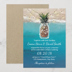 Convites Pineapple Mason Jar String Luzes de Praia Casament