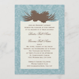 Convites Pinecones e Damask do casamento no inverno