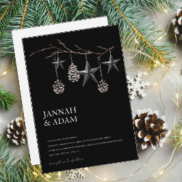 Convites Pinecones Negros Góticos Stars Casamento de Natal