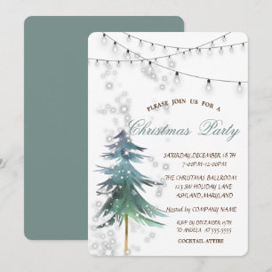 Convites PineTree com Aquarela,Sparkle,Luzes,Festa de Natal