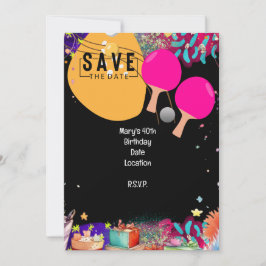 Convites Ping Pong aniversário de 40 anos Salve a data