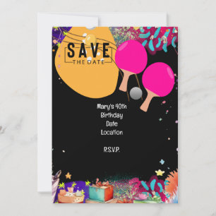 Convites Ping Pong aniversário de 40 anos Salve a data