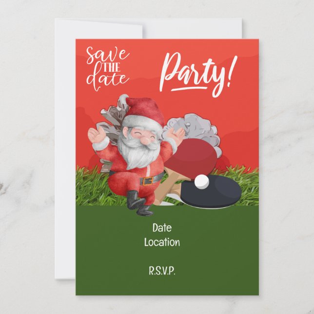 Convites Ping Pong Mesa Tênis Natal com Papai Noel (Frente)