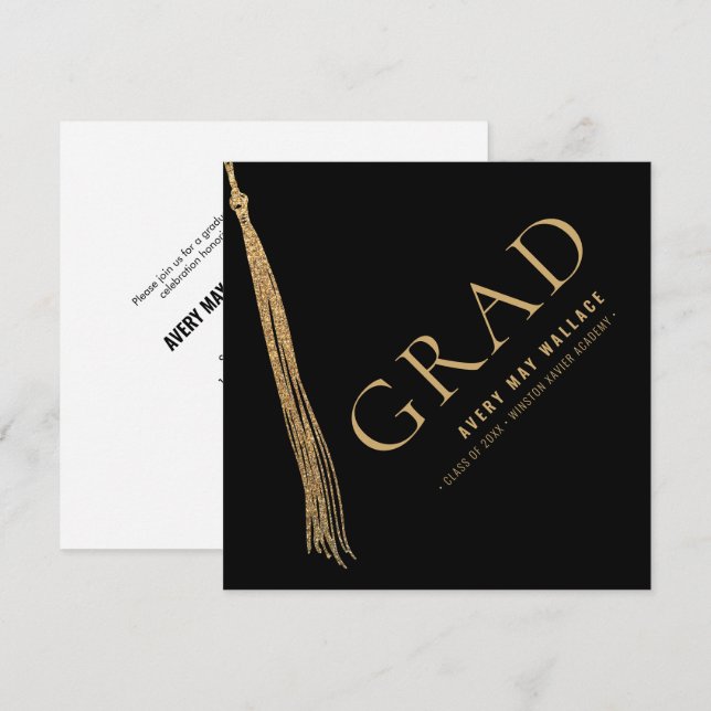 Convites Pingente de Ouro Preto Personalizado para Formatur (Frente/Verso)