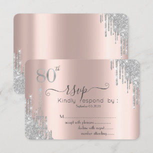 Convites Pingentes de Brilho Prateado, Torre Eiffel 80º RSV