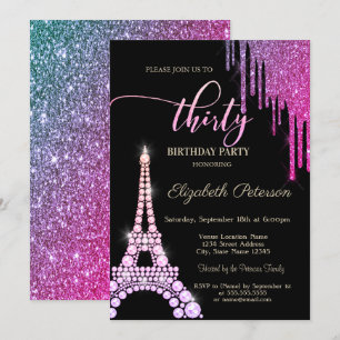 Convites Pingentes Glitter Legais, Diamantes da Torre Eiffe