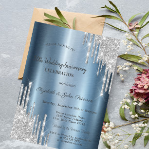 Convites Pingo de Brilho Azul Metálico Casamento Aniversári