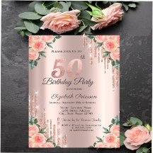 Pingo de Brilho Moderno Dourado Rosa Floral 50º