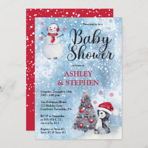 Convites Pinguim   Chá de fraldas Inverno Snowman