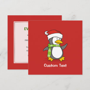 Convites Pinguim de Natal andando na neve
