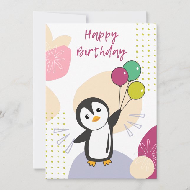 Convites Pinguim Deseja Feliz Aniversário Para Você (Frente)