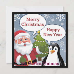 Convites Pinguim do Papai Noel Fofo Natal Feliz Ano Novo
