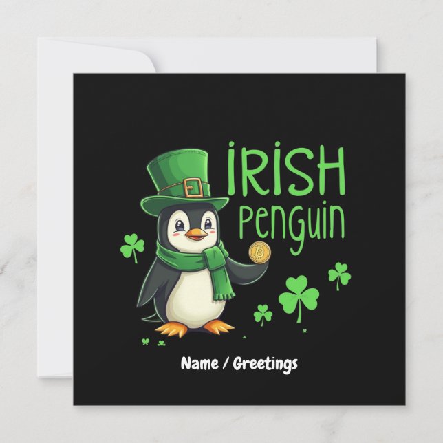 Convites Pinguim Irlandês Uma Mistura Sortuda De Divertimen (Frente)