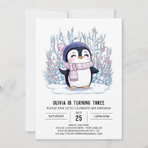 Convites Pinguim Magical Pastel Aniversário Digital