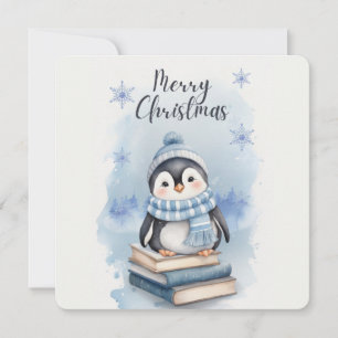 Convites Pinguim Natal de Watercolor