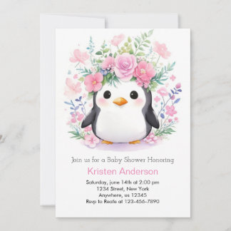Convites Pinguim Paraíso: Chá de fraldas de Menina